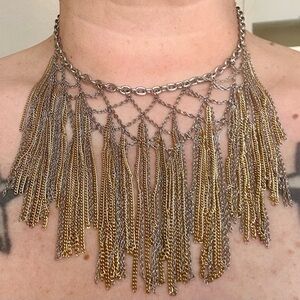 Silver with gold choker necklace 1990’s vintage